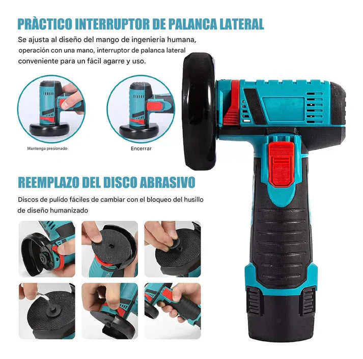 [PROMOCIÓN DE ANIVERSARIO] Combo Amoladora Angular Profesional Inalámbrica - (2 Discos + 2 Baterías + Maletín)  🎁