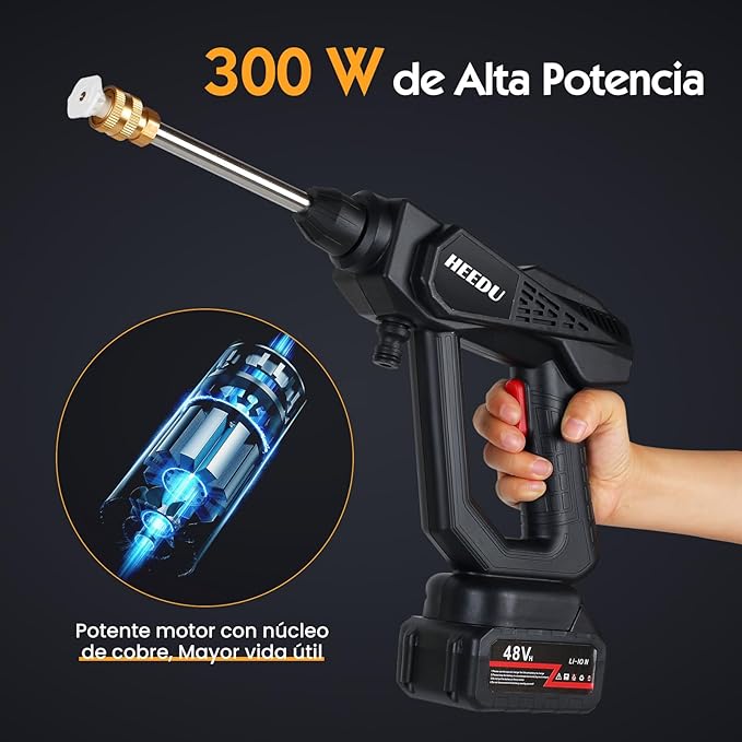 (PROMOCIÓN DE CUMPLEAÑOS) - PISTOLA DE PRESIÓN MULTIFUNCIONAL ECOWASH + 2 BATERÍAS EXTRAS